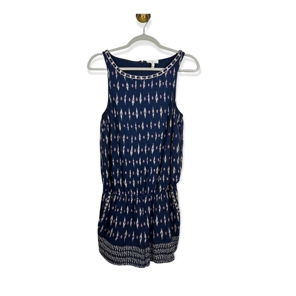 Joie Kayture Navy Silk Romper in Printed Georgette - Picture 7 of 16